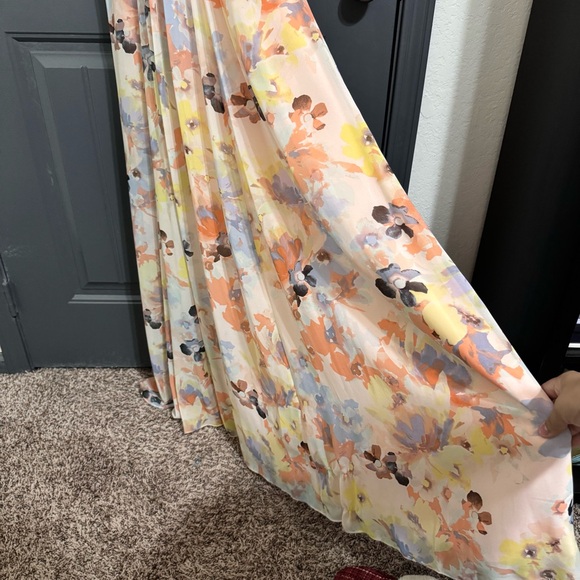 NWT Calvin Klein Elegant Pink Floral Halter Maxi Dress - Picture 3 of 16